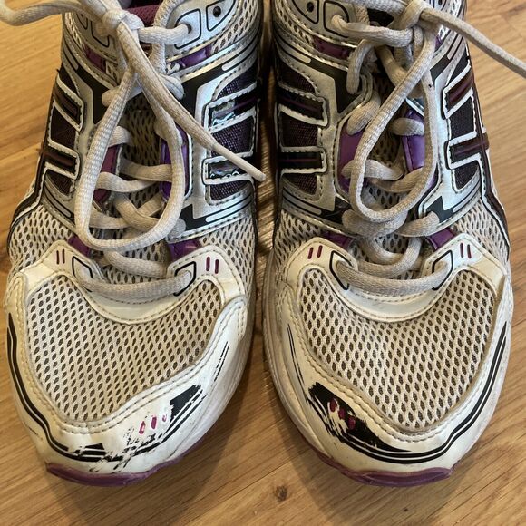Asics Womens 8.5 Purple Gel T2N8N‎ Athletic Running Shoes Sneakers White - Picture 5 of 12
